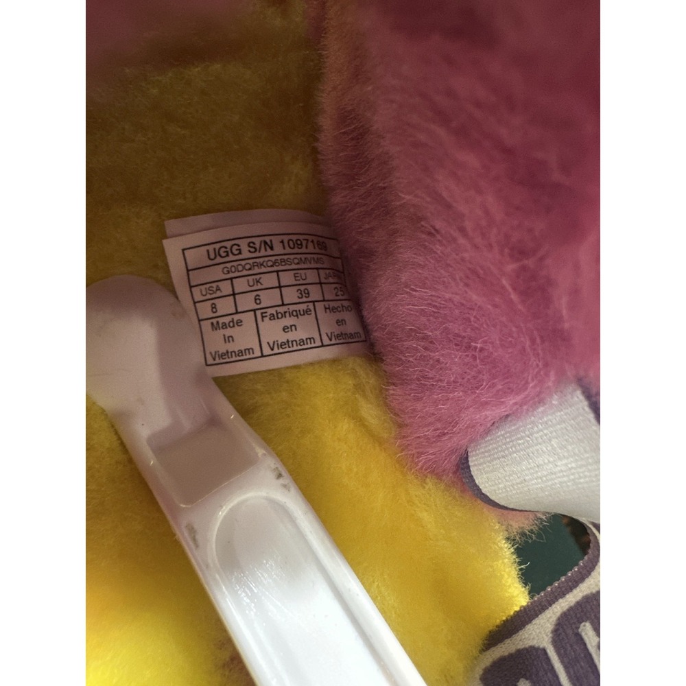 UGG Rainbow Fluff Yeah Slide Sandals Women's Size 8 Slippers New Without Tags - Picture 6 of 13